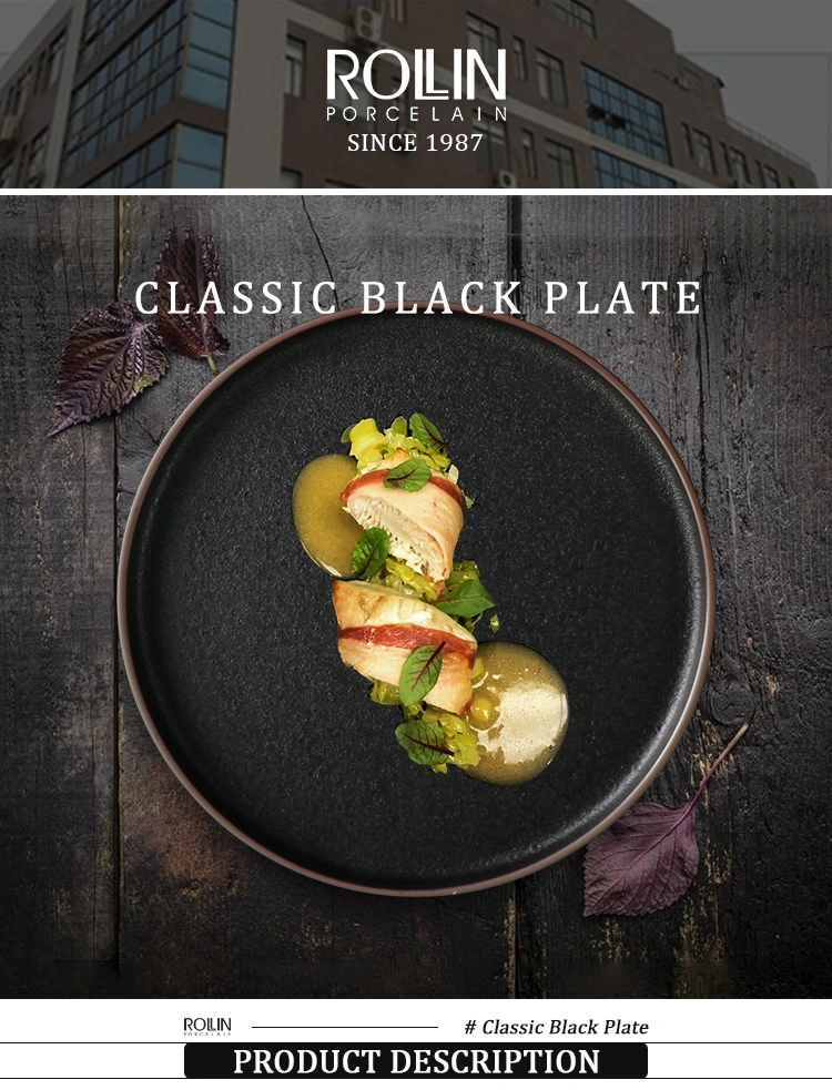 Factory Direct Hotel Black Nordic Restaurant Porcelain Dish Ceramic Dinner Plates