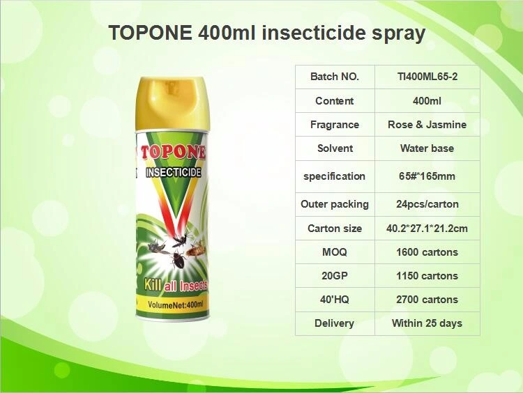 Topone Brand 400ml Hot Sale Pest Control Insecitcide Spray